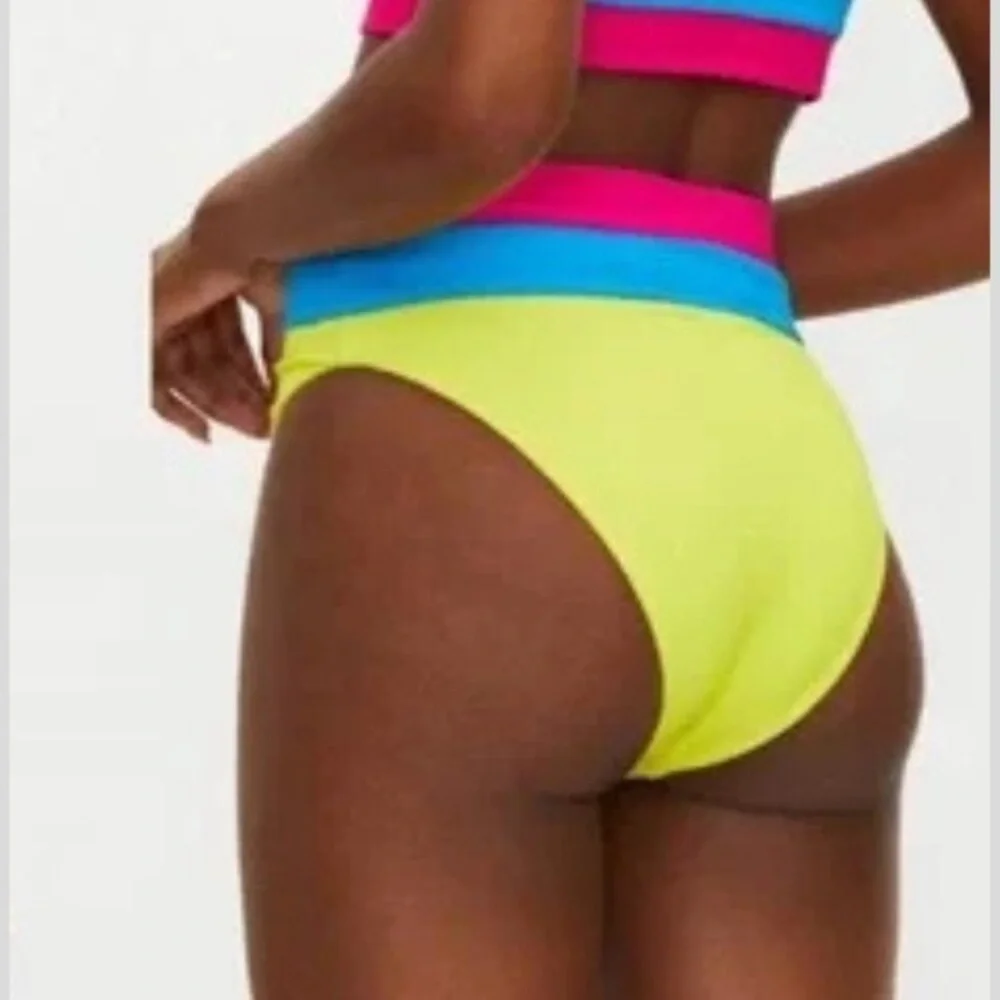 New! Beach Riot Heidi Retro Bright Color Block Ribbed Bikini Bottom 24868